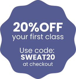 Use code SWEAT20 to get 20% off your first class at checkout